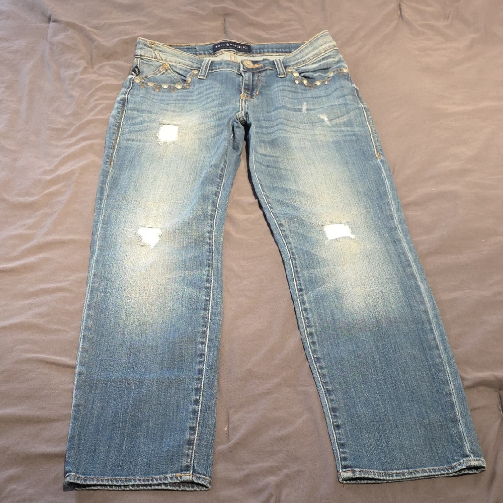 Rock & Republic Light Blue Distressed Straight Leg Jeans